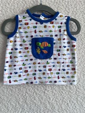 Scooters Infant Vintage Embroidered Sea Life Turtle Tank Top ‎ Size 3-6 Months